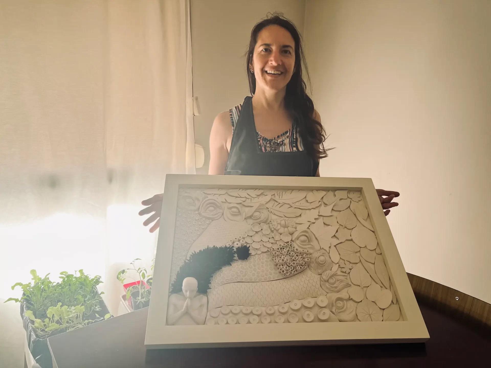 Emprendedora local envió un cuadro a la Bienal de Cerámica de Taiwán