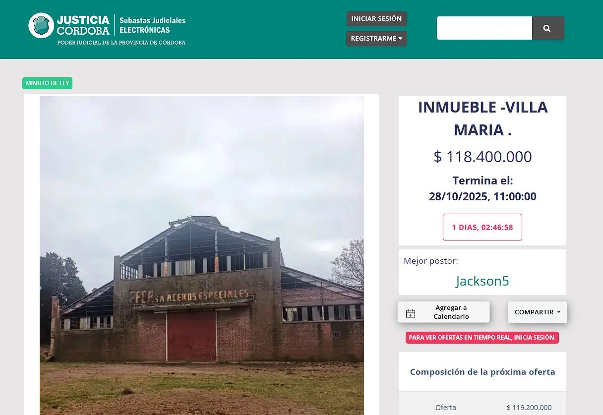 efca_subasta Subastan un símbolo del pasado industrial de Villa María